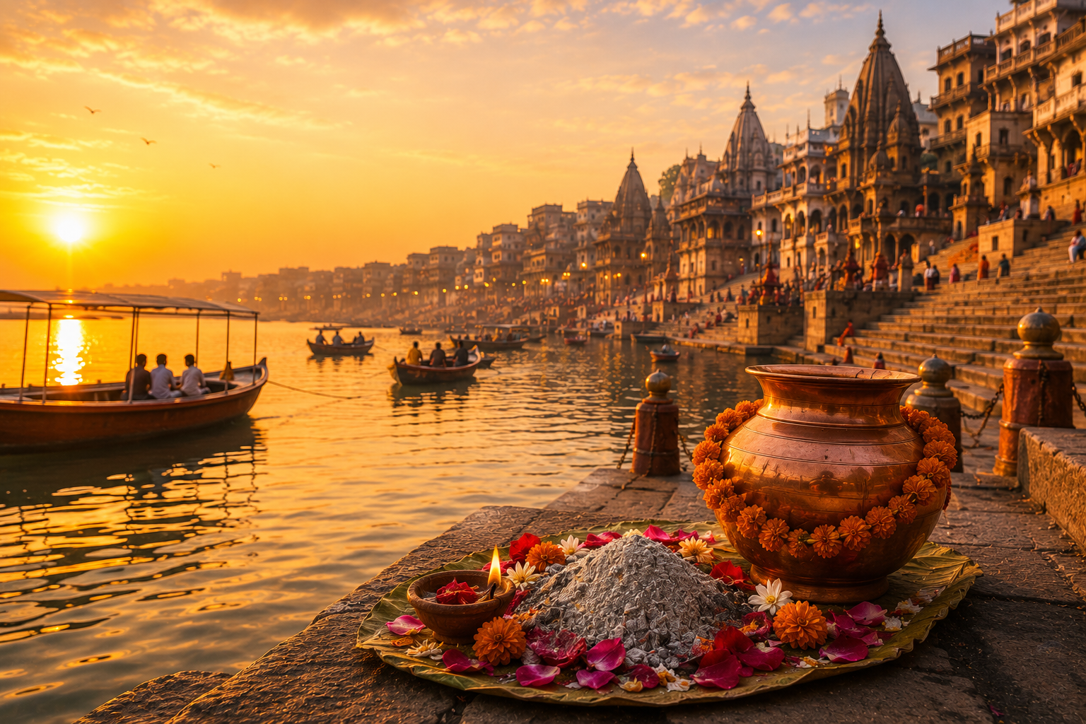 Asthi Visarjan at Manikarnika Ghat Varanasi on the Ganga