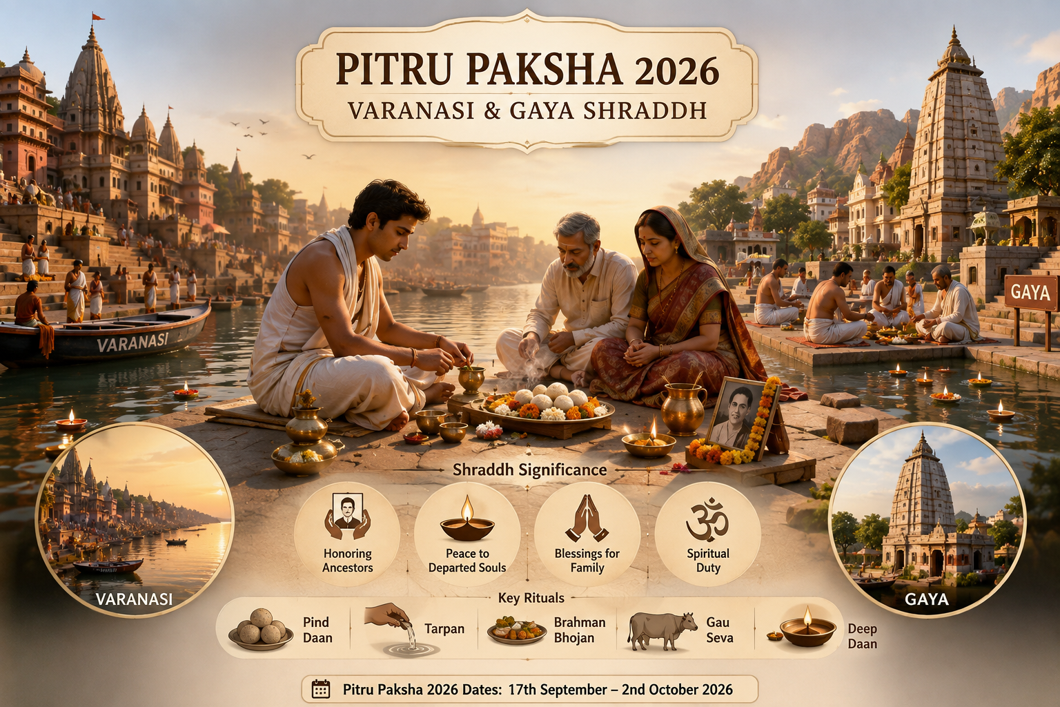 Pitru Paksha 2026 shradh and Pind Daan arrangements in Varanasi and Gaya
