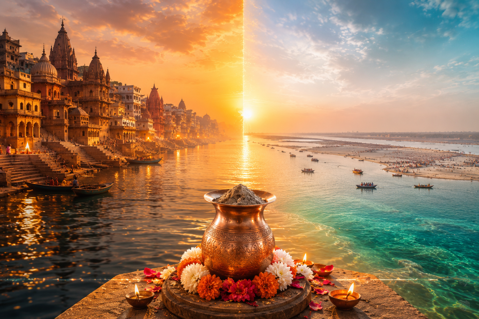 Asthi Visarjan comparison Varanasi Ganga and Prayagraj Triveni Sangam